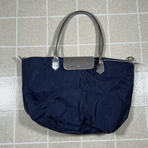 Bath and Body Works Large Tote Navy Blue & Silver Zip Bag
